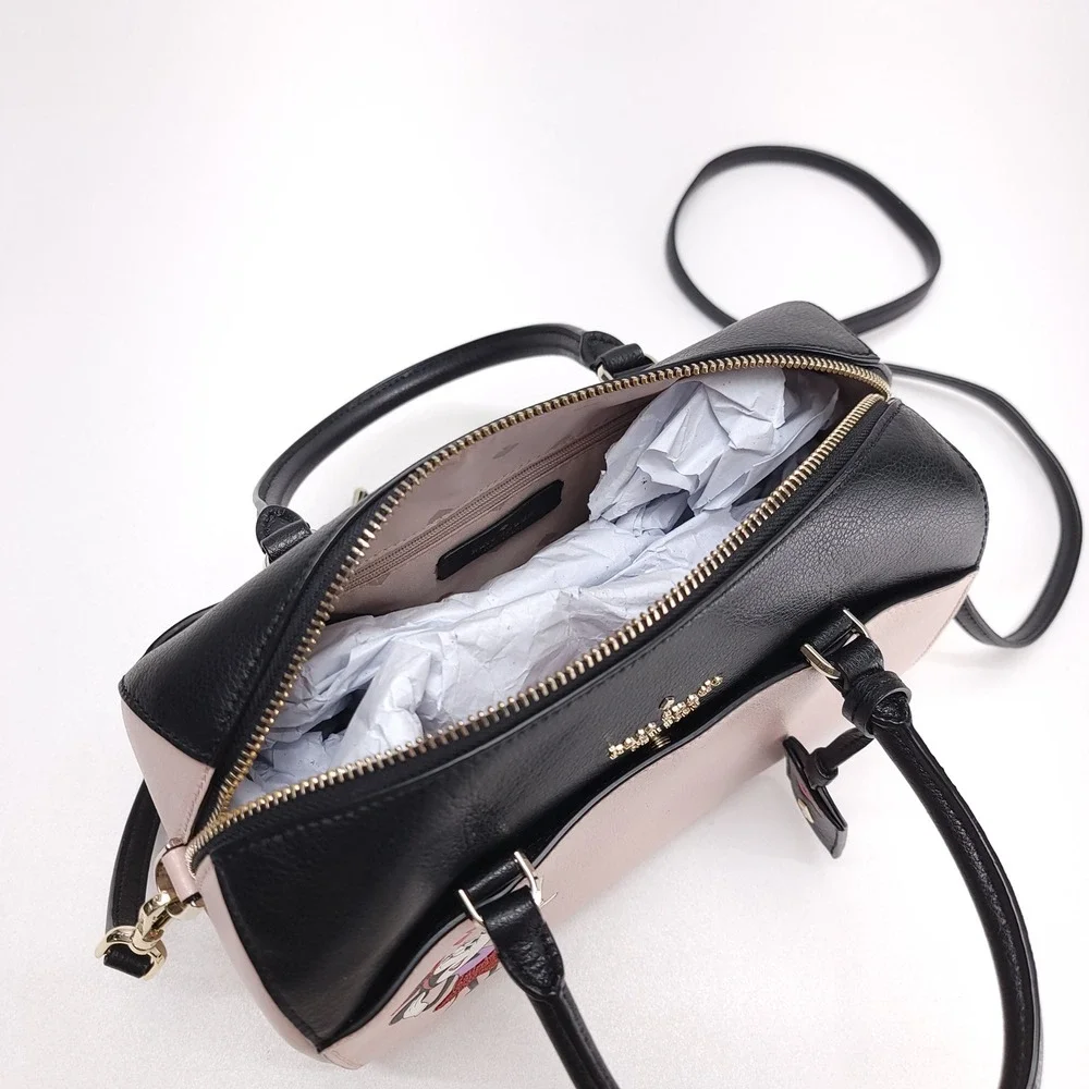 Kate Spade Disney Minnie Mouse Satchel‎ Crossbody Bag Black Pink Leather K4760